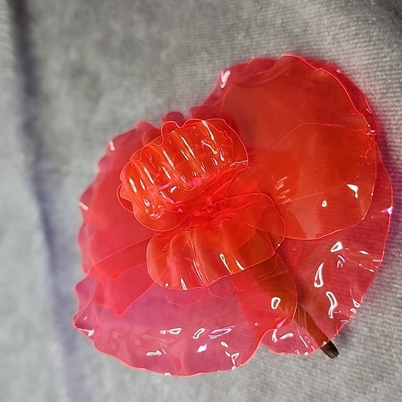 Chanel Hot Neon Pink Camelia Brooch PVC - Picture 5 of 5